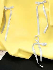 SHEIN Women's Round Neck 3D Bow T-Shirt - Round Neck Casual Top - Lightweight T-Shirt Suitable For All Seasons - Khaki - View 3