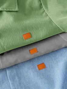 3件套青少年男童宽松休闲百搭立领贴布编织短袖衬衫套装，适合上学、聚会、派对和郊游等场合。 - 彩色 - 查看 6