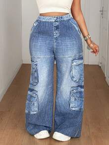 Maweii Casual Printed Minimalist Retro Street Style Loose Pants - Blue - View 4