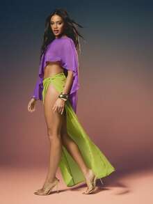 MISSGUIDED Draped Cape Top With Side Split Tie Maxi Skirt Two Piece Contrast Set For Evening Occasions - Multicolor - View 5