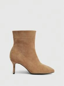 Daringsoles Women's Sexy Pointed Side Zipper Autumn And Winter Boots Suede Apricot American Ankle Boots Commuter Low Boots Women's Naked Boots Khaki - Khaki - View 9