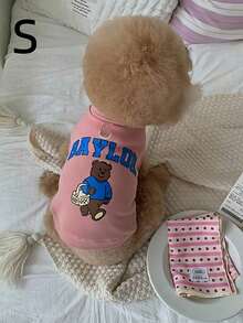 1pc Pet Dog/Cat Clothes, Cute Bear Design, Made Of Spun Rayon, Suitable For Small And Medium Breed Dogs - Multicolor - View 13