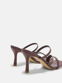 CUCCOO CURVES Women Shoes Wide Fit Women's Square Toe Brown Multi-Strip Women's High Heel Sandals Daily Versatile Commuter Fashion Wide Fattened Women's Sandals Plus Size - Coffee PU - View 9