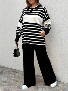 Plus Size Sweater Co-Ords - 黑色 - 查看 1