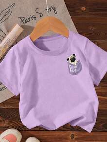 少女休闲卡通印花T恤，夏季 - 白色 - 查看 4