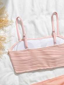 SHEIN 女童粉色贝壳海星无肩带分体泳衣网纱罩裙三件套夏季新款亲肤速干泳衣波浪纹理贝壳装饰高腰设计沙滩度假泳池时尚套装温柔甜美风格必备少女沙滩装泳衣三件套可爱泳衣夏季套装少女泳衣可爱泳衣少女夏季度假套装可爱夏季套装 - 粉色 - 查看 4