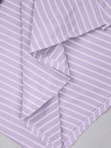 Franclia Striped Patchwork Casual Minimalist Round Neck Sweatshirt, Youthful - Mauve Purple - View 5