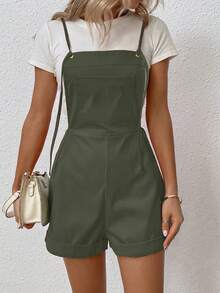 Breezaya Romper Với túi Đồ trang trí - xanh quân đội - Xem 3