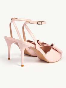 CUCCOO CHICEST Pink Bow Stiletto Sandals Female Summer Open Toe Buckle Sweet Fairy Style Wedding Shoes - Baby Pink - View 3