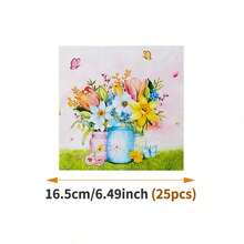 Conjunto de suministros desechables para fiesta con fondo rosa y florero de flores, adecuado para 10 invitados, vajilla de papel desechable, adecuado para fiestas de cumpleaños, bodas, fiestas temáticas, picnics familiares - Ver 10