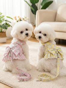 PETSIN Pet Chest And Back Skirt, Cat Traction Strap, Animal Collar Set, Pet Supplies Strap Skirt, Dog Walking Princess Skirt, Pet Chest And Back Skirt+Rope Sweet - Multicolor - View 1