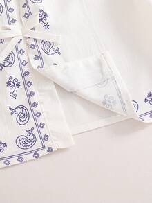 SHEIN Chaleco blanco estampado casual para niñas, diseño suave y de moda, versátil para verano, vacaciones, viajes, escuela y uso diario - Blanco - Ver 7
