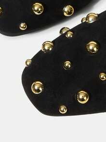 VINTAGE MARY JANE SHOES, RIVET DECOR, FASHION , COMFORTABLE BALLET FLATS FOR WOMEN, AUTUMN/WINTER SPRING SHOES - Graphite Black - View 6