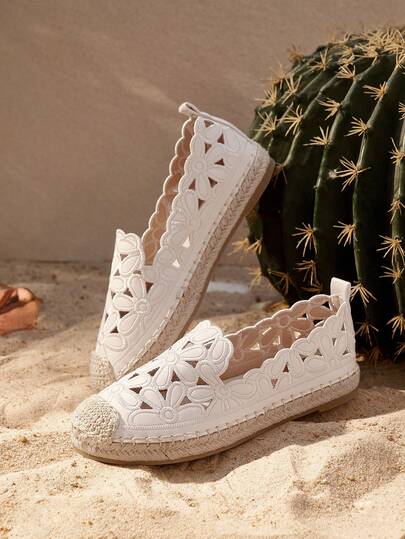 Styleloop Zapatos planos para mujer, tela floral hueca, estilo bohemio, retro americano, boho, western, festival de música, atuendo de fiesta