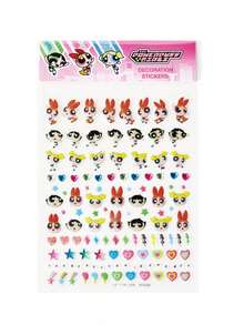THE POWERPUFF GIRLS X SHEIN 可爱浮雕美甲贴纸，防水自粘，免烤，DIY美甲装饰，美甲贴片，美甲用品，美甲饰品，美甲小玩意，美甲贴片，沙龙DIY滑动美甲装饰，美甲师必备，美甲贴片，美甲片，美甲滑动装饰 - 彩色 - 查看 4