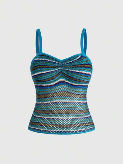 ROMWE Kawaii Plus Size Vintage Y2K Style Knit Vacation Top