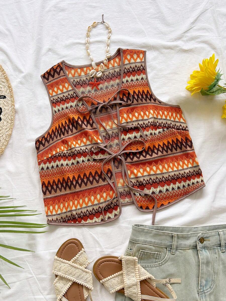 Soleia 大码女式条纹系带背心