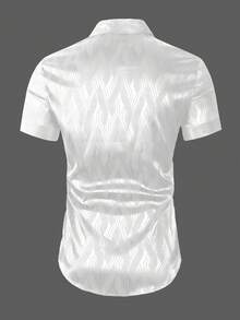 Manfinity AFTRDRK Camisa casual de manga corta de un solo pecho con jacquard para hombre - Blanco - Ver 2