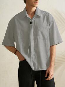 Airaco Camisa de manga corta con estampado de pata de gallo para hombre - Multicolor - Ver 4