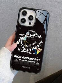 Rick and Morty X SHEIN 瑞克和莫蒂卡通图案二合一亚克力+TPU材质防摔手机壳，可作为节日礼物赠送，适用于iPhone 11/12/13/14/15/16/17 Pro/Promax/14/15/16 Plus，男女皆宜 - 彩色 - 查看 2