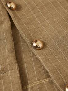 Aveloria Rosie Đầm chữ A tay phồng, thiết kế thời trang kẻ sọc, chất lượng cao, thanh lịch, đa năng dành cho nữ. - màu nâu - Xem 7