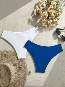 Swim Vcay 2 chiếc quần bơi nữ gợi cảm màu trơn có xếp ly. - Nhiều màu - Xem 2
