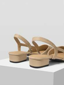 MOTF PREMIUM PRODUK BARU MUSIM SEMI DAN GUGUR APRICOT SEPATU SLINGBACK UJUNG KOTAK MODIS PRANCIS SEDERHANA MEWAH SERBAGUNA SEPATU FLAT WANITA - Aprikot 1 - View 8