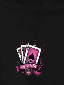 Manfinity Homme Men's Retro Street Poker Print T-Shirt - Black - View 3