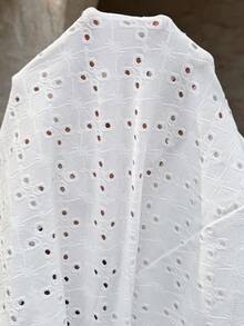 SHEIN Maternity Tie-Dye Embroidered Twist Ruched Casual Romper - White - View 5