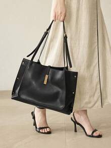 MOTF WOMEN'S TOTE BAG, LARGE CAPACITY COMMUTER SHOULDER BAG. - Black - View 6