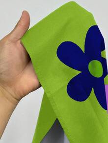 Maweii 女士黑色卡通印花A字圆领喇叭袖休闲度假连衣裙，简约日常穿搭，新品上市，时尚小众设计，大码及膝款 - 綠色 - 查看 7