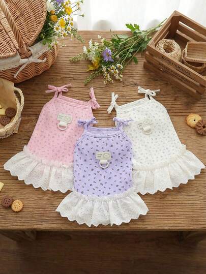 PETSIN Dog Clothing, Cat Clothing, Animal Skirts, Pet Spring/Summer New Collection, Puppy Dress, Princess Versatile Dress, Printed Stripes, Small Animal Clothing, Cool Sunscreen