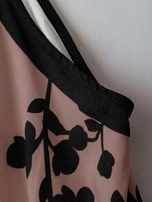 SHEIN Clasi 女士优雅露背连体裤，宽松撞色印花度假连体裤 - 珊瑚粉 - 查看 4