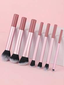 Pink Professional Makeup Brush Kit 7pcs, Full Set With Blush Powder Concealer Eyeshadow Brushes, Travel-Friendly Cosmetic Tools & Gift Set - Pink - View 2