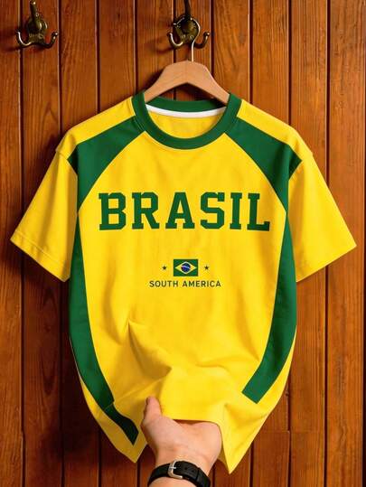 Aesthetic Post Football Jersey Styles Soccer/Football Team Style Printed Street Style Summer Tops  Summer Outfits For Women Going Out Top Summer Top Men Clothes Men's Round Neck Short Sleeve Casual T-Shirt, Versatile For Daily Wear In Summer Brazil Shirt  Graphic Tee Woman  Tops For Women  Casual Outfit  Shirt Man Casual  Going Out Top  Summer Holiday Outfits  Summer Top  Holiday Outfits  Spring Clothes  Spring Tops  Boyfriend's Gift