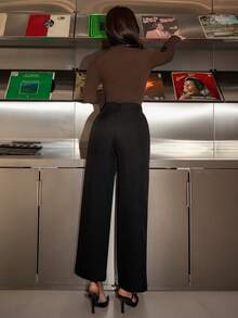 Bris Aura 压褶纽扣裤 - 黑色 - 查看 6