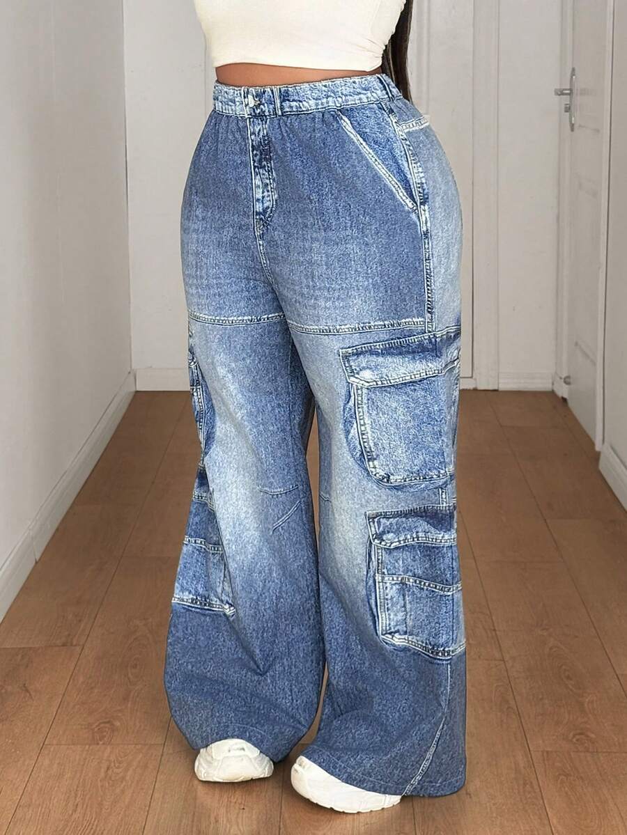 Maweii Casual Printed Minimalist Retro Street Style Loose Pants - Blue - View 1