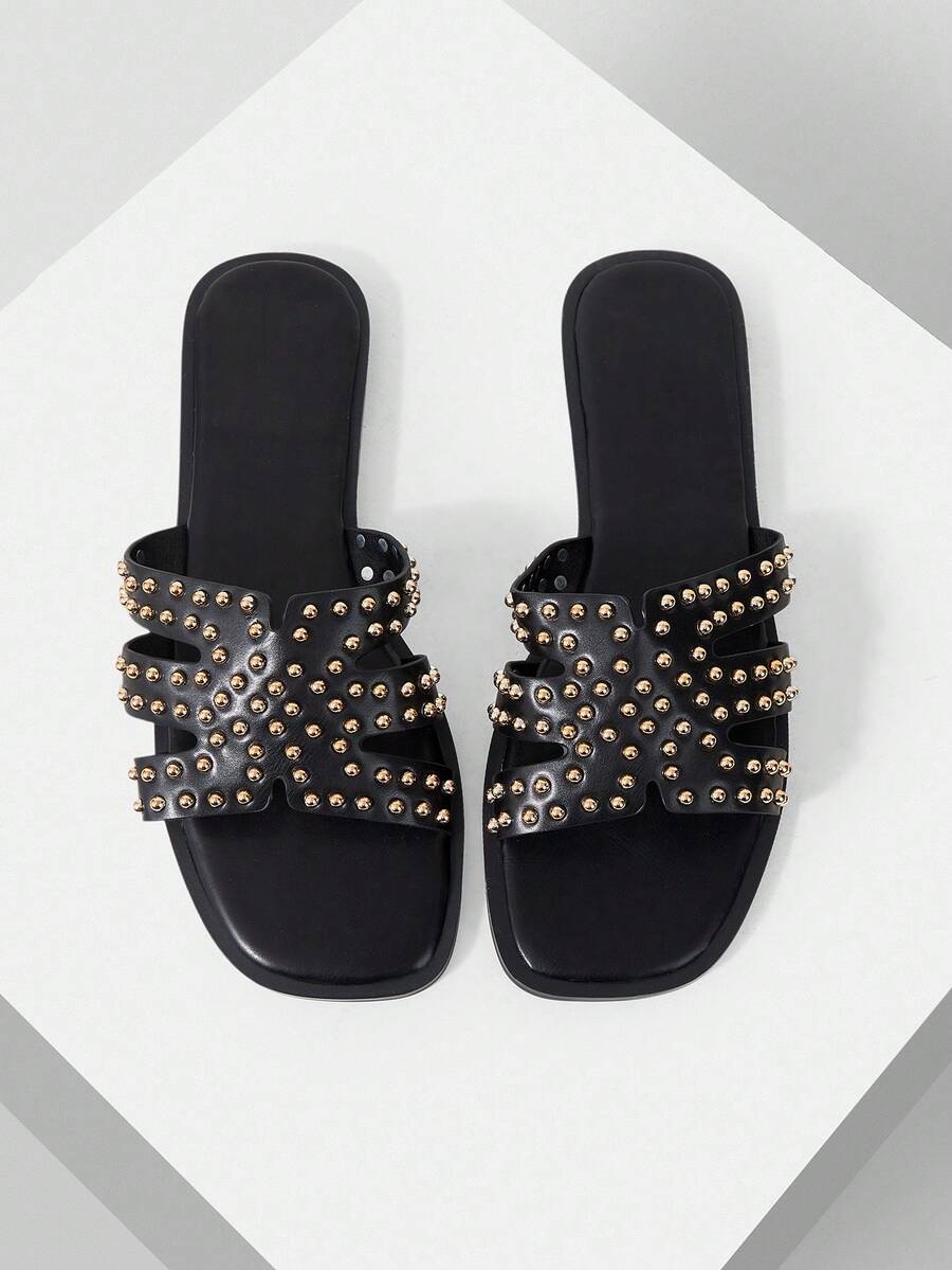 Mnmlis Rivet Inlaid Cool Slippers - Black - View 1