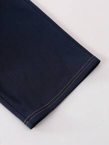 Conjunto de 2 piezas de niña preadolescente para ir a la escuela o eventos formales, con top sin mangas elegante y pantalones rectos holgados con contraste de pespuntes y chaleco vaquero de verano - Azul - Ver 7