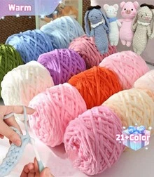 1pc Chunky Chenille Yarn For Knitting, Christmas Handmade DIY Gift Set ,1 Ply Jumbo Ice Yarn Bulk 100g Skeins, Soft DIY Crochet Thread For Blankets, Slippers, Hats, Scarves Handmade Craft Supplies - multicolor - View 1