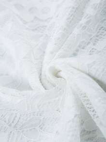 GlowEve Áo sơ mi nữ cổ tròn tay ngắn viền ren - trắng - Xem 4