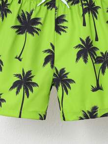 SHEIN 男童泳装，四向弹力面料，随机椰树印花沙滩短裤，休闲清爽，百搭，适合游泳、夏季度假、海滩、泳池、节日派对等场合。 - 彩色 - 查看 4