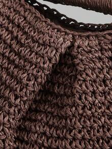 Ontre Stylish Handmade Brown Straw Pleated Cloud Bag Clutch Bag, Suitable For Vacation, Travel - Coffee - View 6