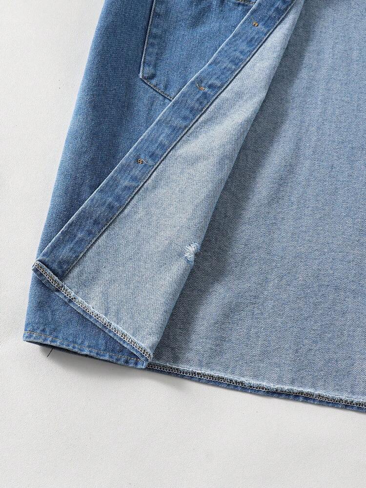 Mirajuku Tween Boys' Denim Short Sleeve Shirt, Lightweight Soft Comfortable Fabric, 2026 Spring Summer New Fashion, Vacation Travel Essential Summer Wear - Blue - View 7