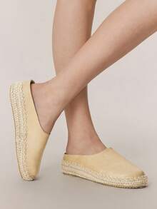 Styleloop 女士厚底麻绳时尚度假圆头搭扣鞋 - 杏色 - 查看 4