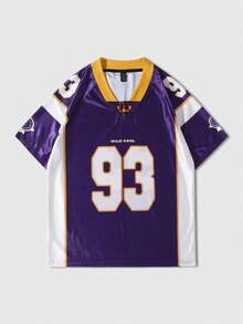 ROMWE MEN Street Life Men's Colorblock Patchwork Sports Jersey Short Sleeve T-Shirt, Summer Spring/Summer - Purple - View 2