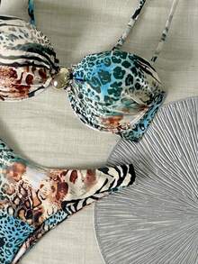 Swim Vcay Bộ đồ bơi mùa hè cho nữ, màu trơn, gồm áo hai dây có gọng và quần bơi. - Nhiều màu - Xem 4