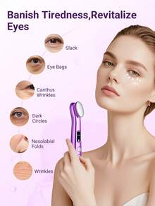 Teckwe 可充电眼部按摩笔，面部按摩仪 - 眼部提拉棒，具备加热、温热、振动、紧致肌肤、缓解眼部疲劳、浮肿、黑眼圈、眼袋等功能，可吸收美容工具 - 彩色 - 查看 2