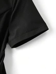 Franclia Đầm ngắn dự tiệc thời trang dành cho nữ, màu trơn, cổ ve lật, xoắn nhún. - màu đen - Xem 3