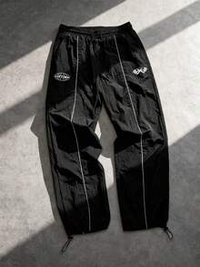 GymBeat Men's Barbell Graphic Pocket Casual Sports Pants - Black - View 3